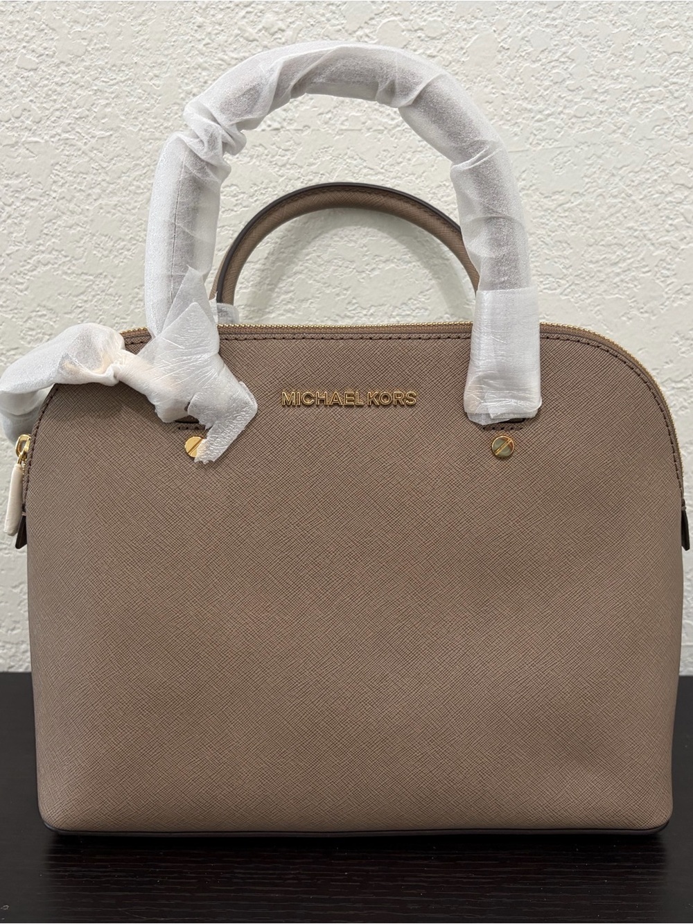 Michael Kors Taupe Cindy Medium Dome Satchel